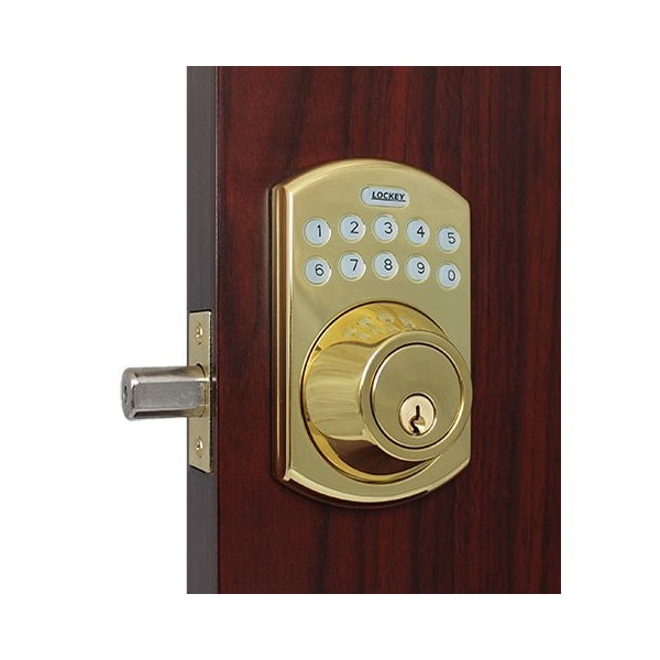 Electronic Keypad Deadbolt Lock W/ Remote Control Bright Brass